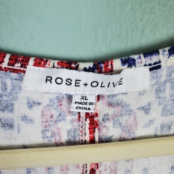 Rose + Olive Sleeveless Red Blue White Soft Top Size XL - Picture 3 of 6